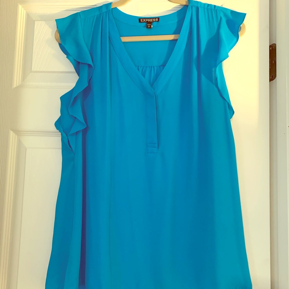 Teal flutter sleeve blouse. Size M
